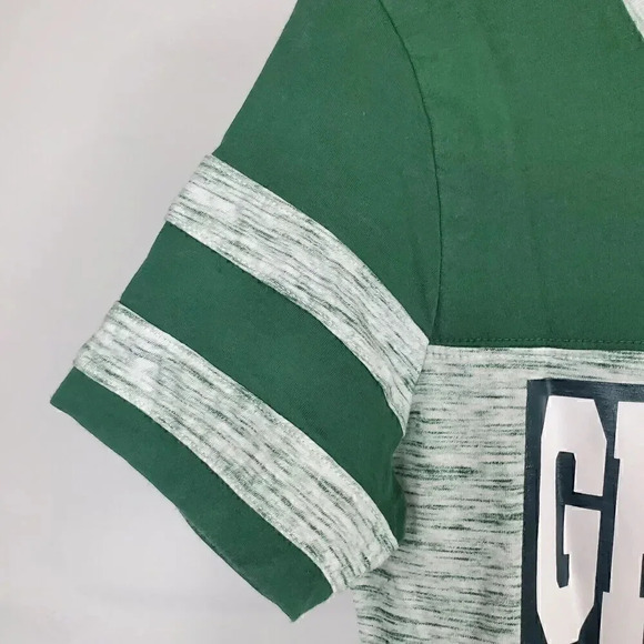 Women’s NFL Green‎ Bay Packers Football Logo SZ S Small Ringer Tee Gold Stripes - Picture 4 of 12